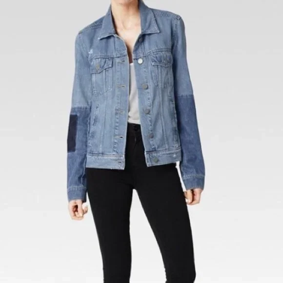 Paige Heidi Patchwork Jean Jacket in Underwood Denim size X-Small - Picture 6 of 13
